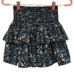 Designers Remix Girls Floral Print Waistband Tiered Ruffle Skirt Pull On Size 10